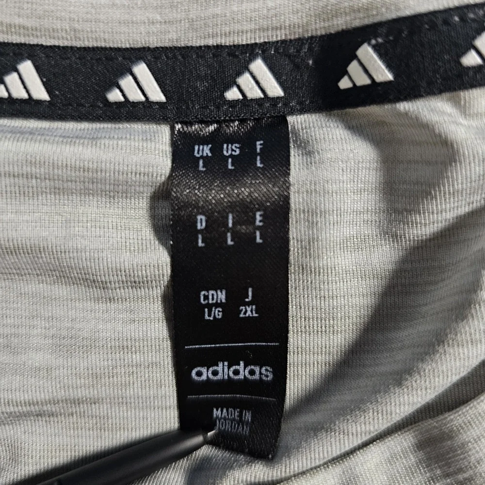 Adidas AeroReady Gray Athletic T‎ Shirt Mens Large Short Sleeve Logo